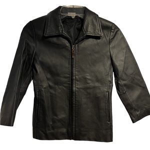 Girls Black 100% Leather Jacket